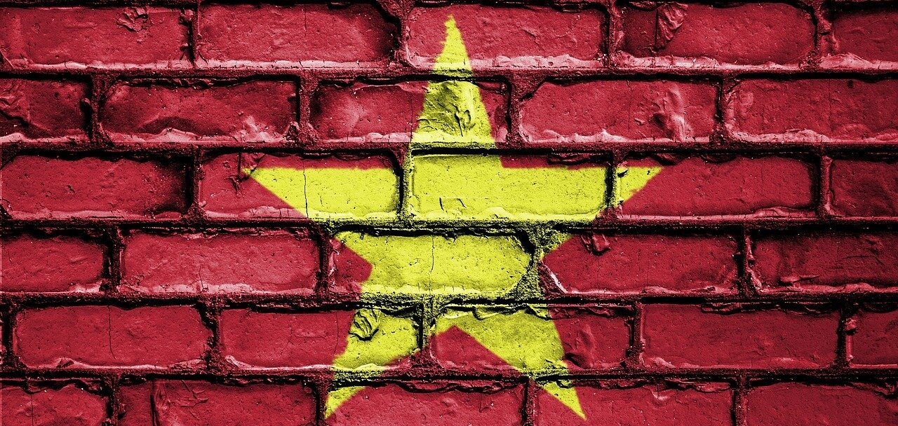 Vietnamese vlag op wwn muur